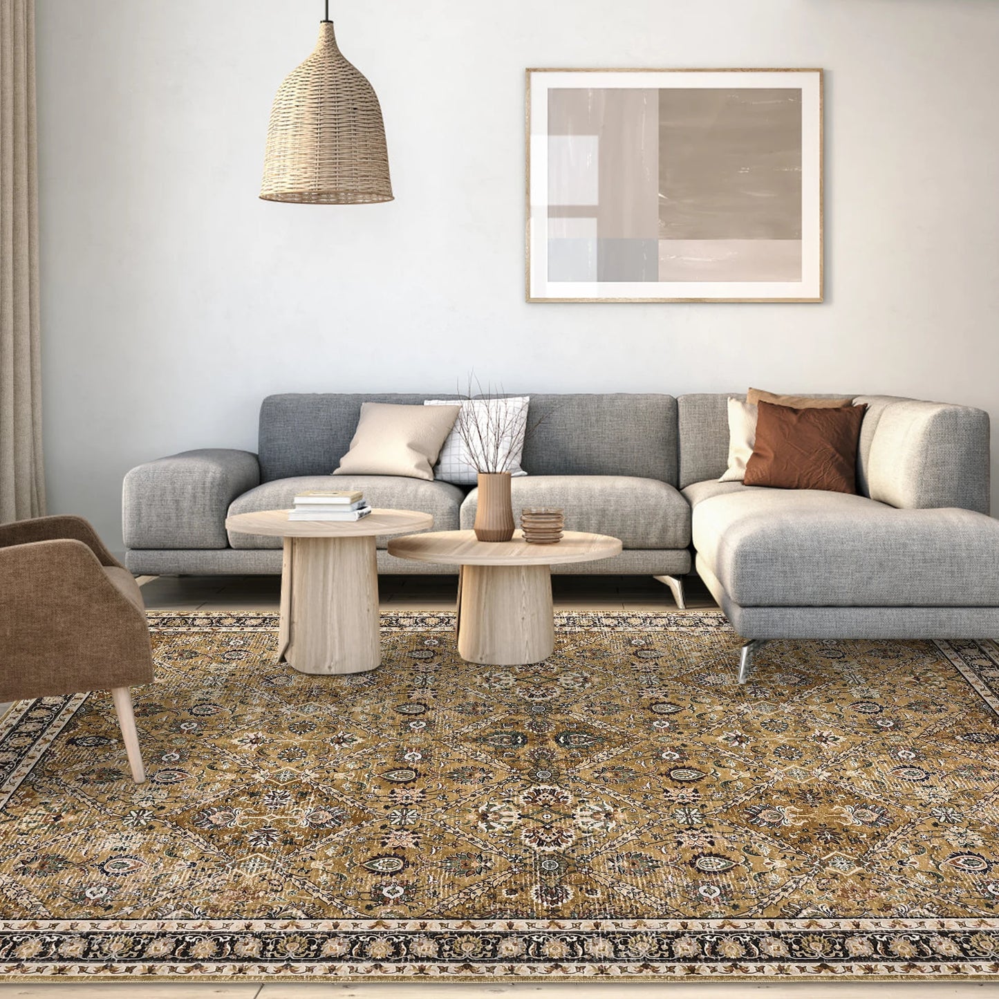 Geometric Moroccan Trellis Low Pile Rug Machine Washable Non Slip