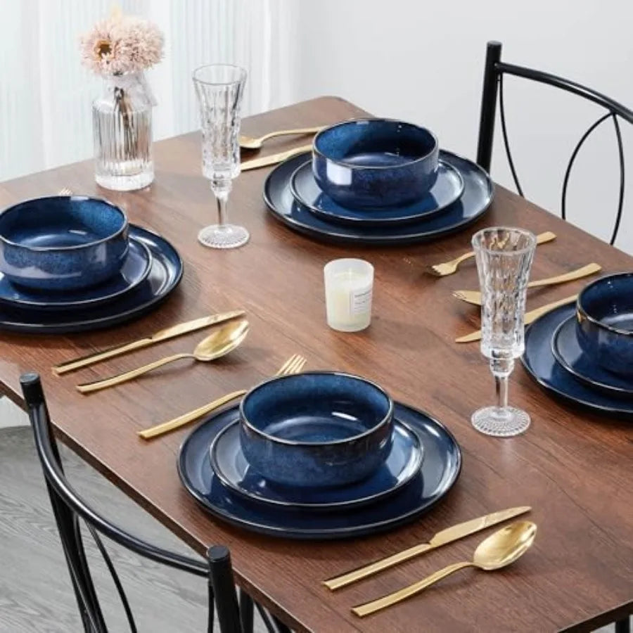 Stoneware Dinnerware Set For 4 12-Piece Dishes Microwave Safe