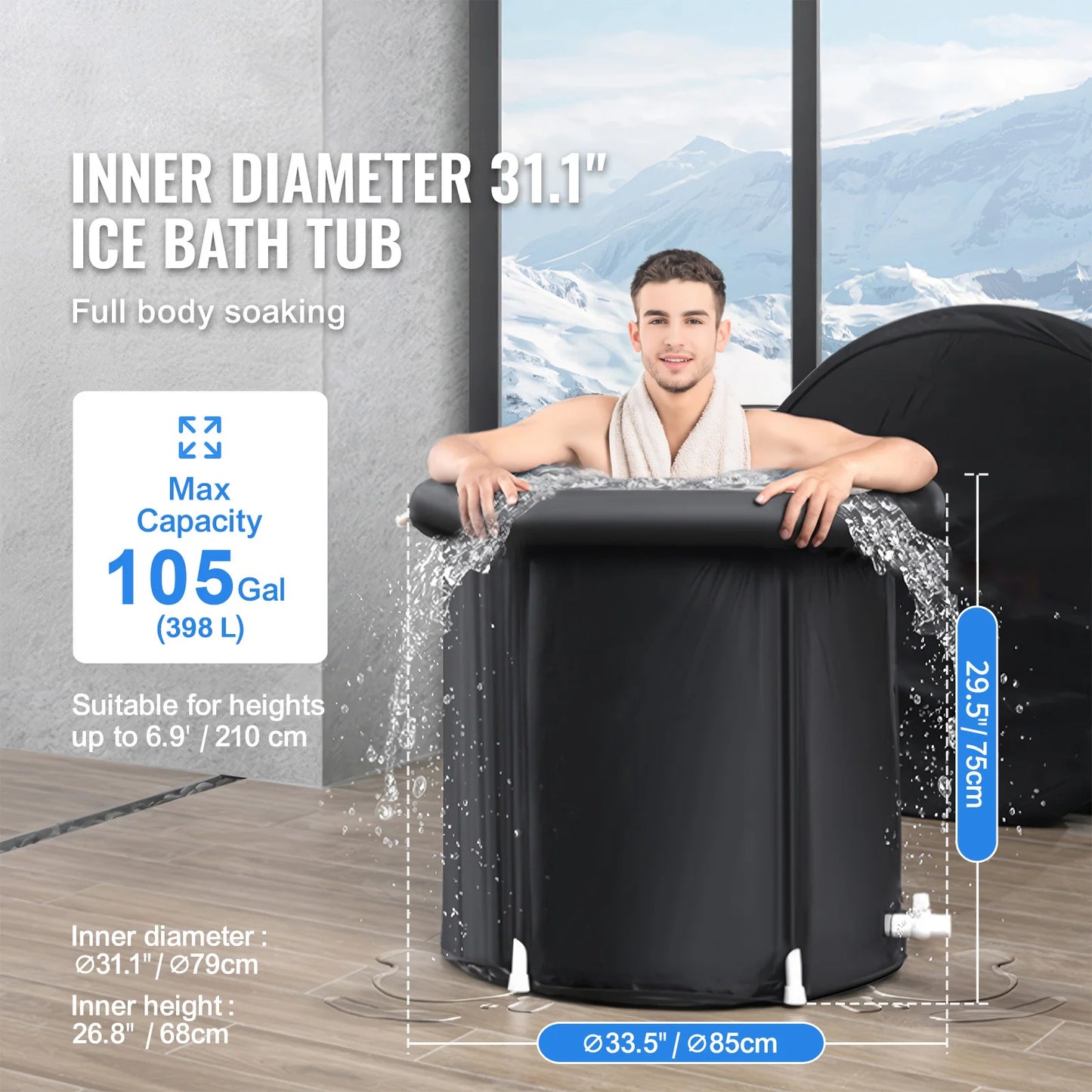 SucceBuy Portable Ice Bath Tub For Cold Water Therapy Pool