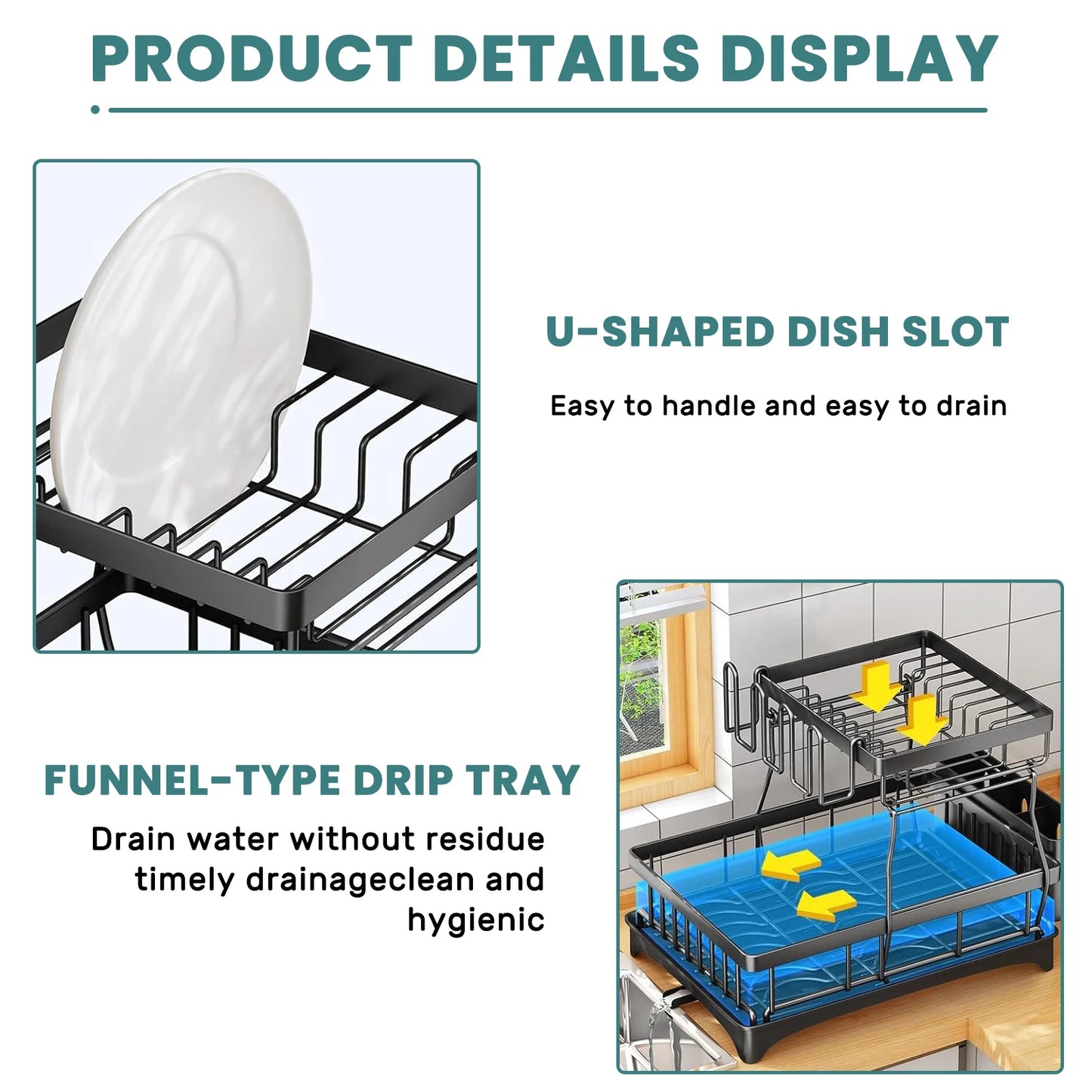 Metal Removable Dish Drying Rack For Kitchen Countertop