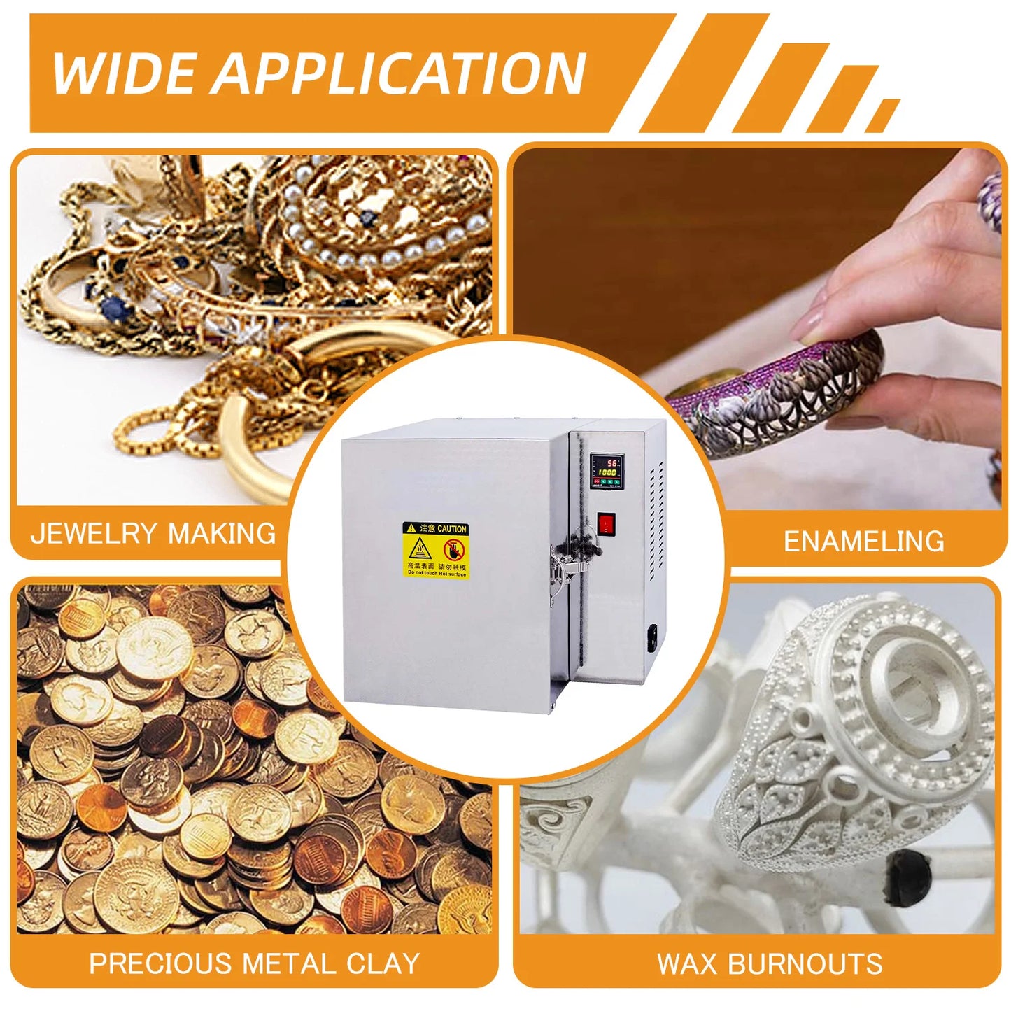 Phyhoo Jewelry Casting Burnout Furnace With PID Temperature Control 1500W