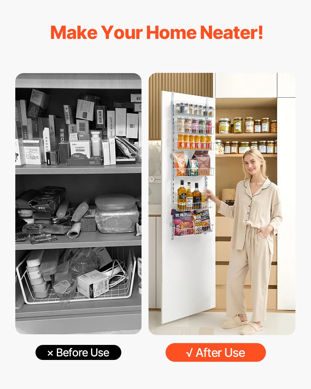 SucceBuy Over The Door Pantry Organizer Heavy Duty Steel