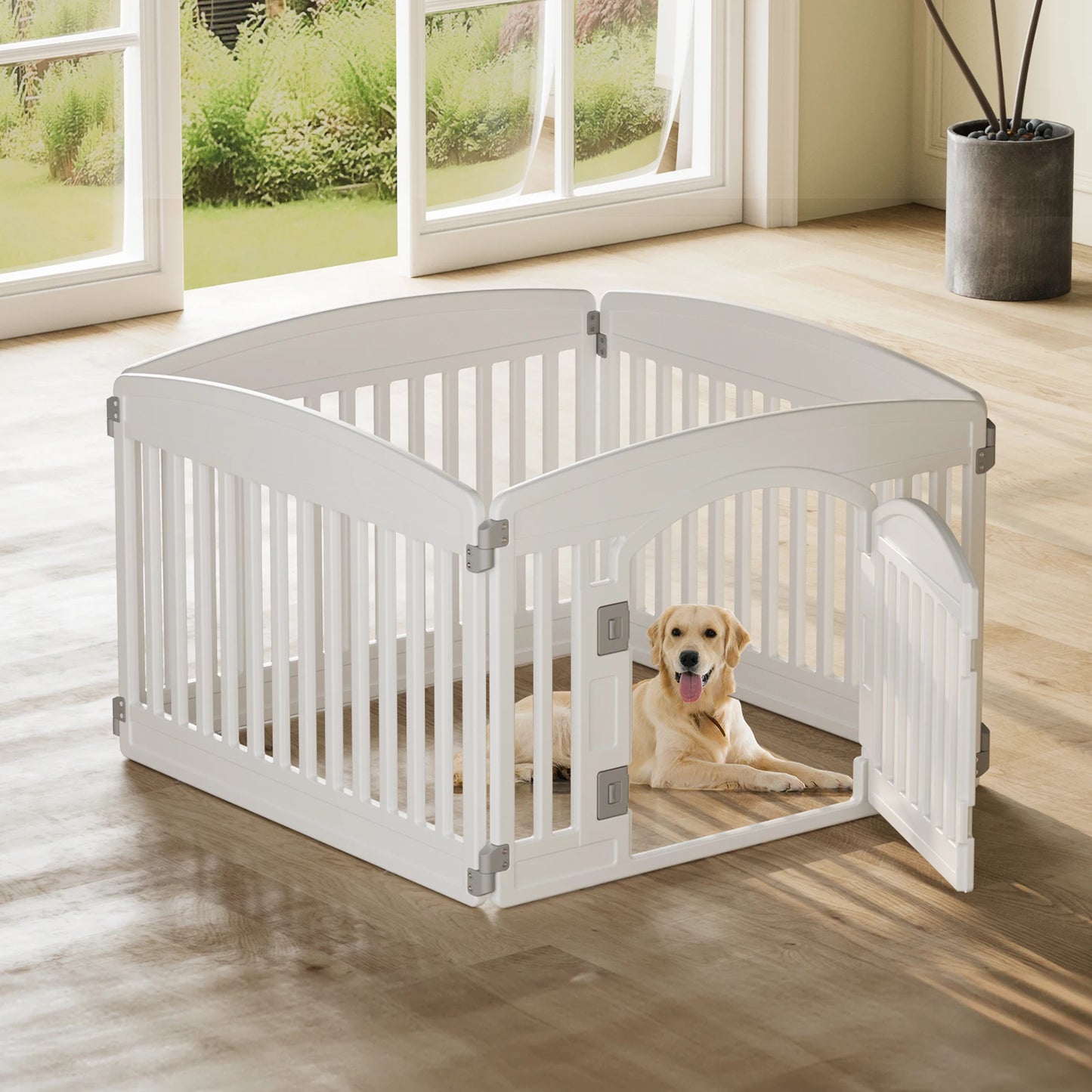 JHK Plastic Dog Playpen Expandable Durable Fence For Medium Dogs