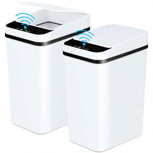 Compact Plastic Bathroom Trash Can With Built In Handles 12L