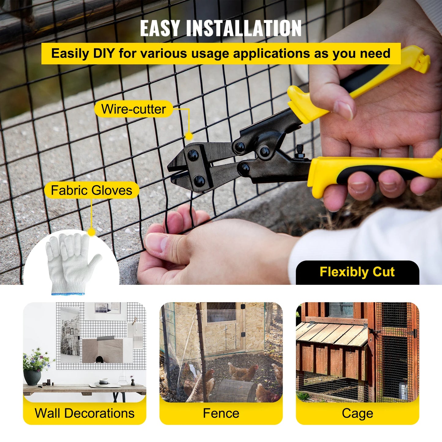 SucceBuy Welded Wire Fence Vinyl Coated Mesh For Chickens Rabbits