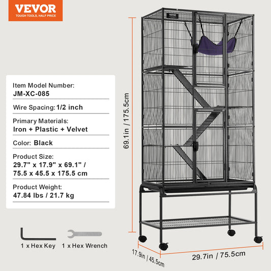 SucceBuy Rolling Metal Ferret Cage Four-Tier Critter Nation