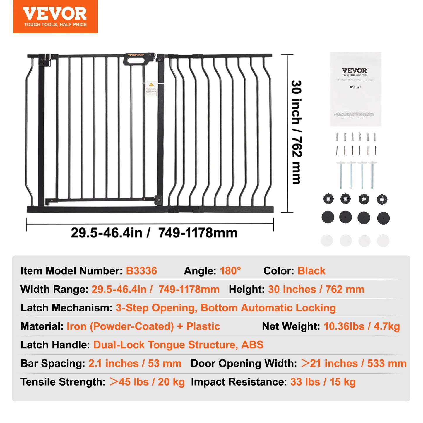 SucceBuy Baby Gate Pressure Mounted Walk Through For Pets And Kids