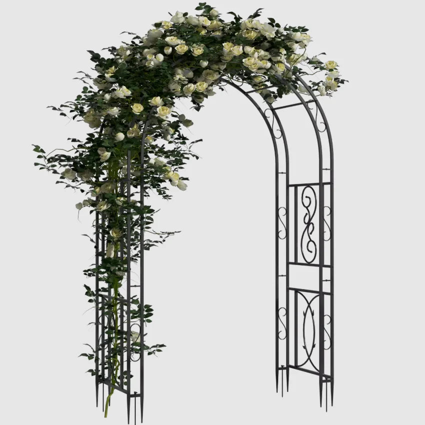 Heavy Duty Metal Garden Arbor Arch Trellis For Climbing Vines