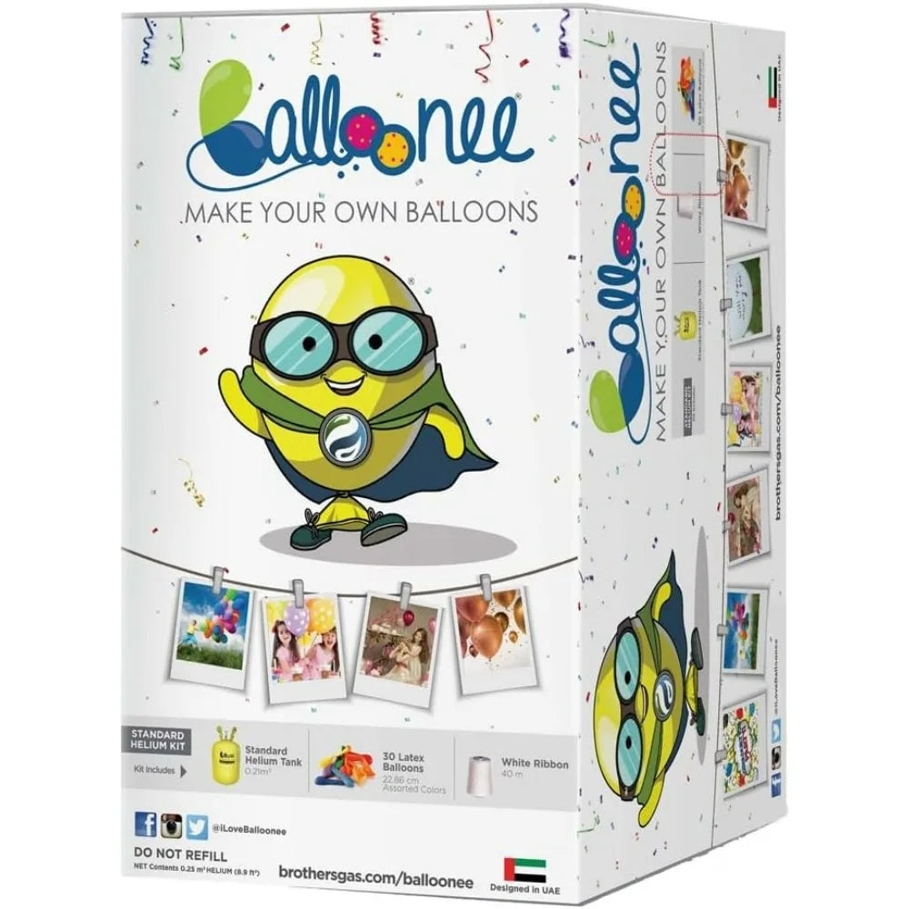 Balloonee Disposable Helium Tank Kit With 30 Latex Balloons Pump