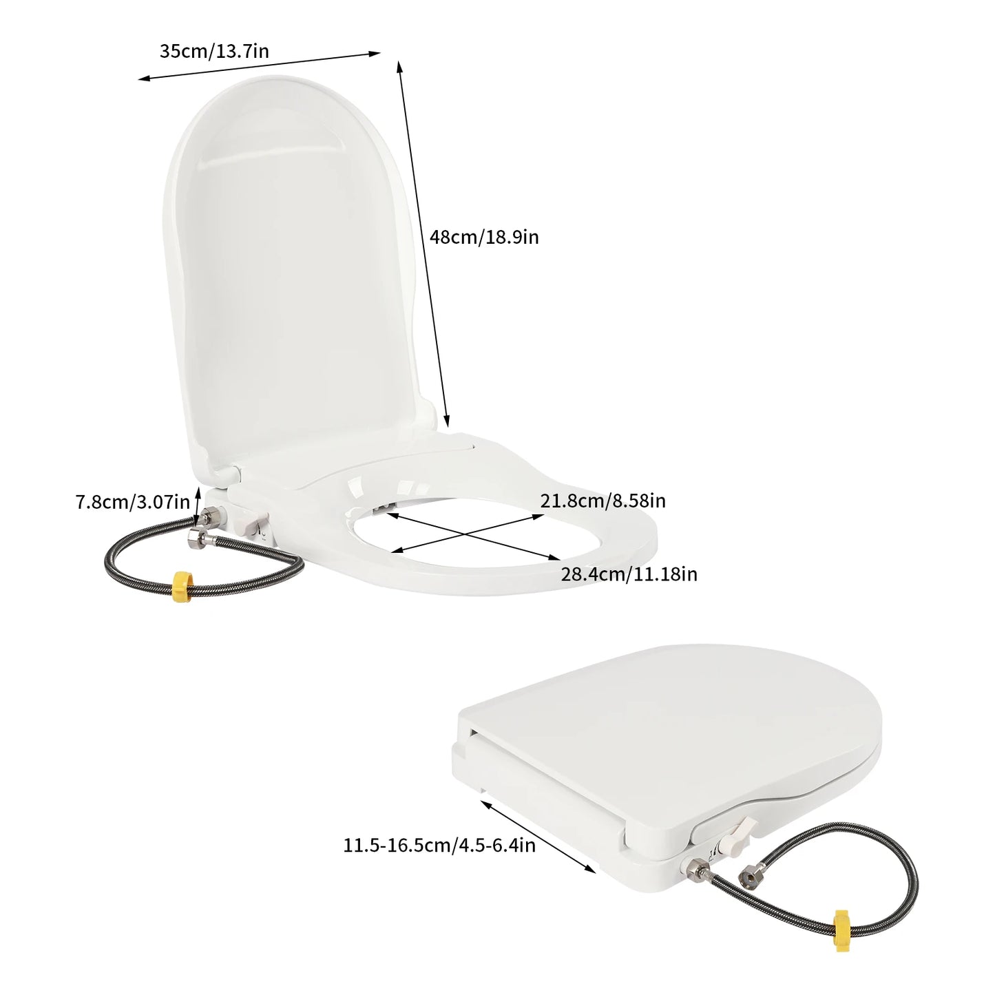 Non Electric Bidet Toilet Seat With Dual Nozzles For Elongated Toilets