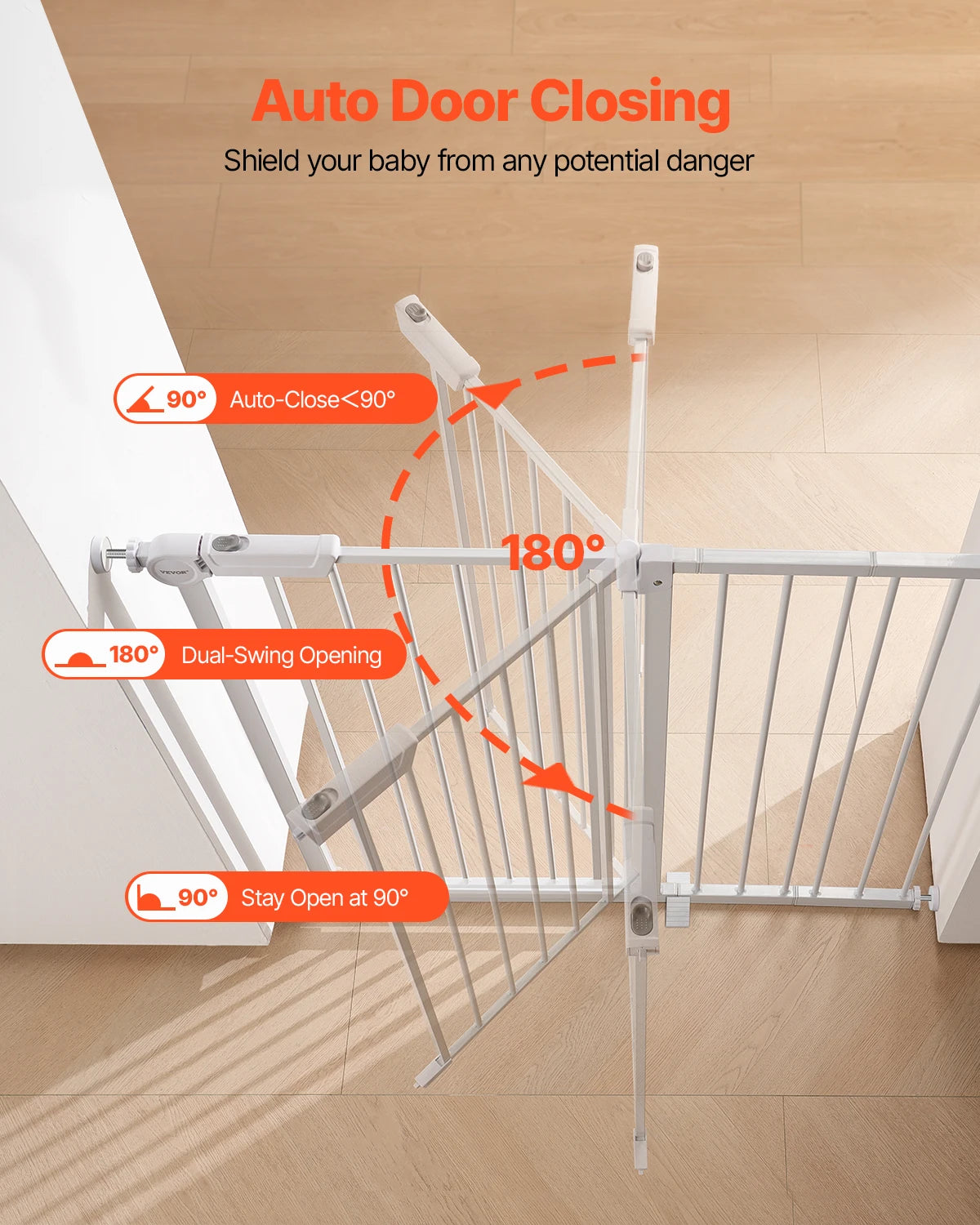 SucceBuy Baby Gate Pressure Mounted Walk Through For Pets And Kids