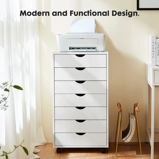 JHK 7 Drawer Chest Dressers Nightstand Storage Cabinet On Wheels