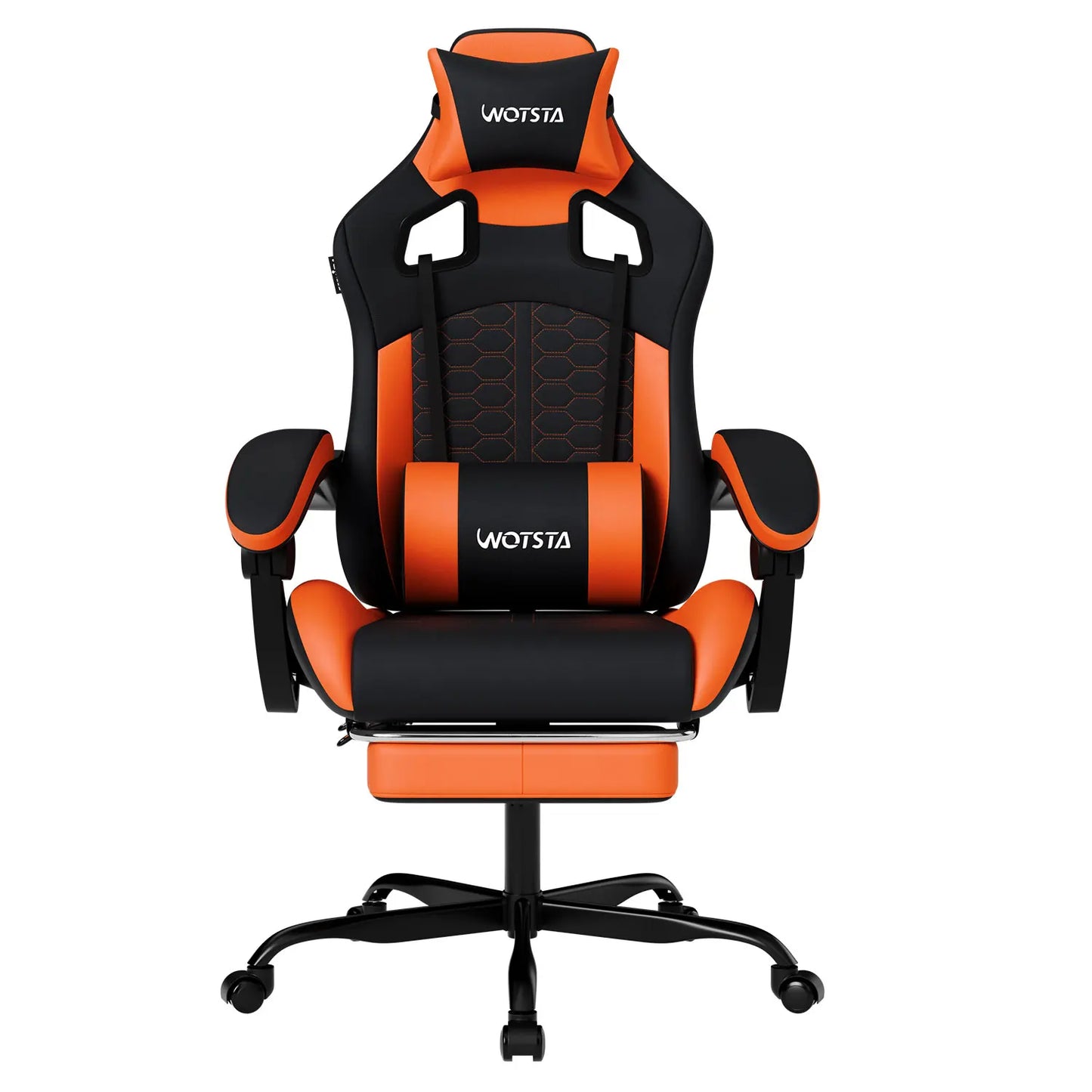 Wotsta Gaming Chair With Footrest Lumbar Support Adjustable Height