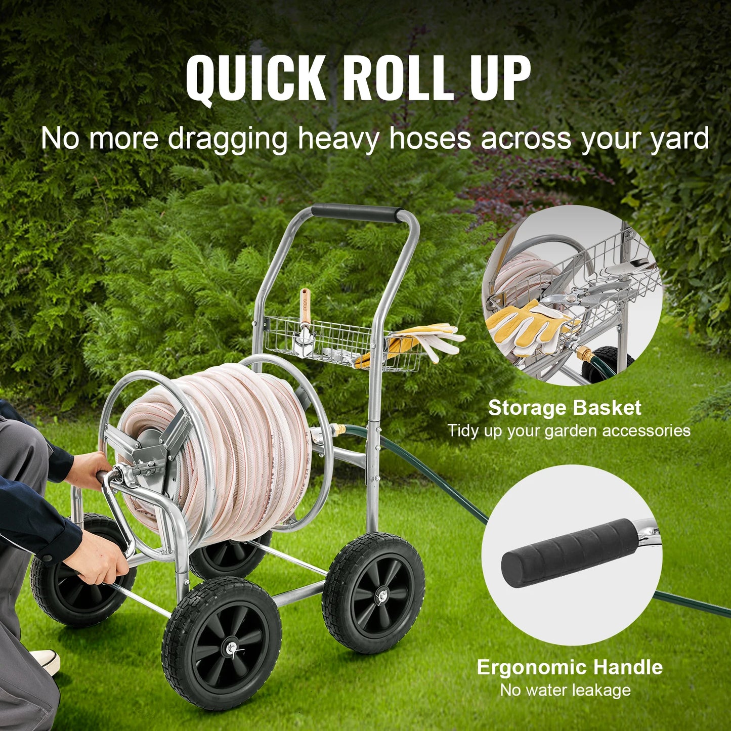 SucceBuy Hose Reel Cart Heavy Duty Garden Water Hose Carrier