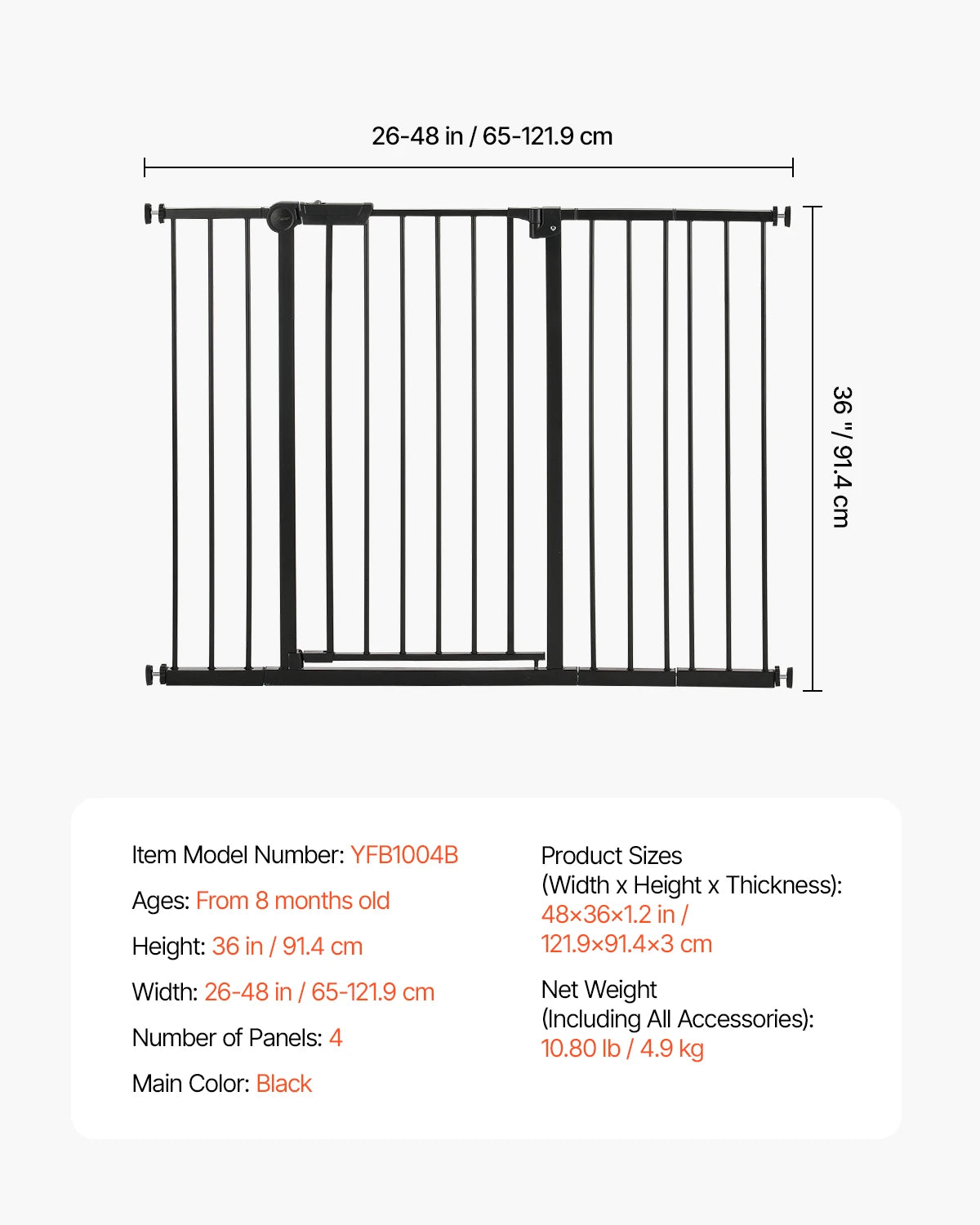 SucceBuy Baby Gate Pressure Mounted Walk Through For Pets And Kids