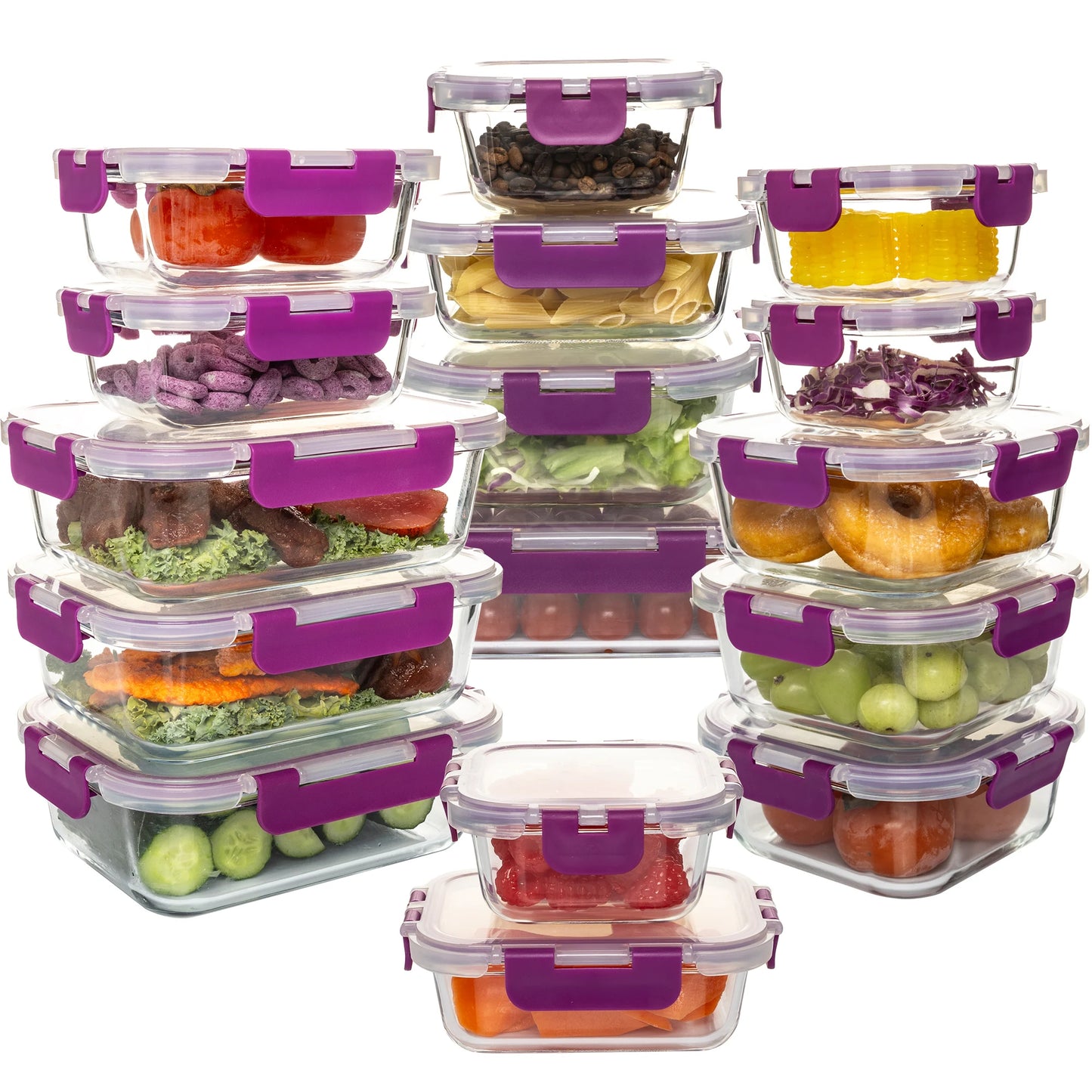 Glass Food Storage Containers Set Leakproof Airtight BPA Free Microwave