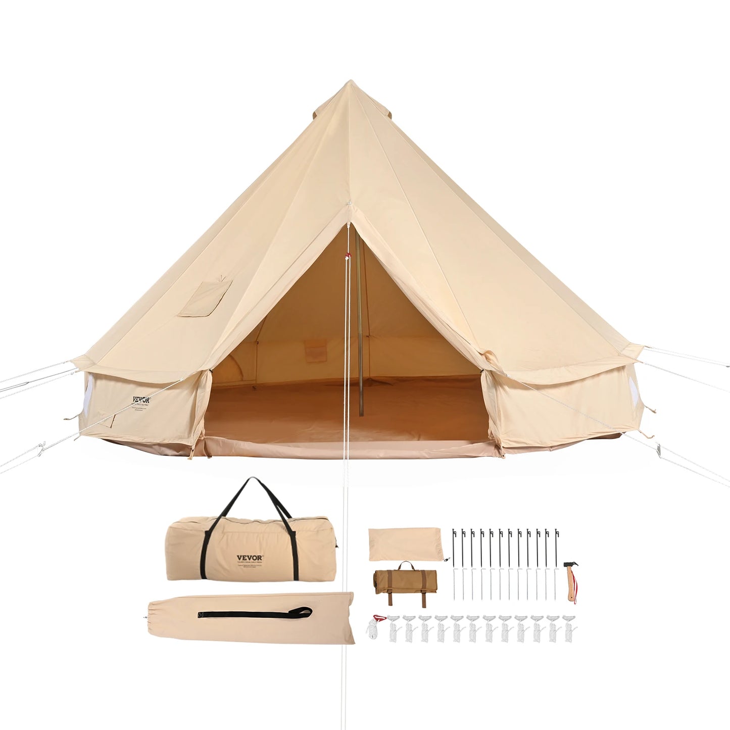 SucceBuy Canvas Bell Tent For Camping Holds 8 People