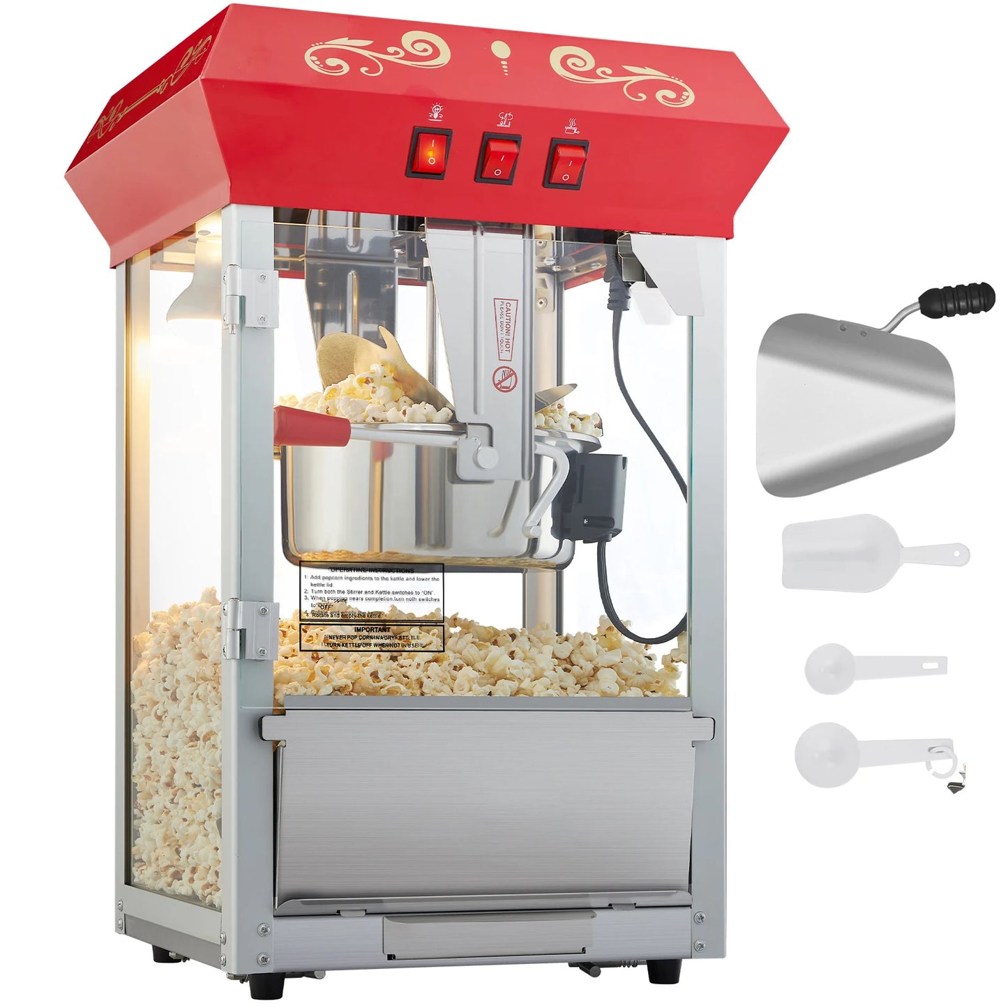 SucceBuy Commercial Popcorn Maker Automatic Popper Machine With Scoop