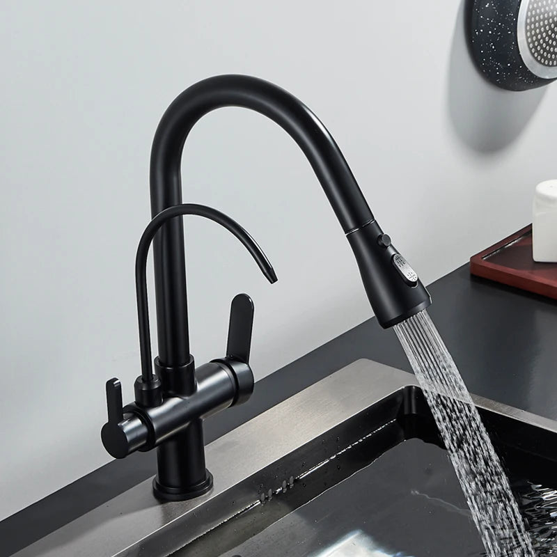 Shinesia Touch Sensor Kitchen Faucet With Dual Handle Pull Out