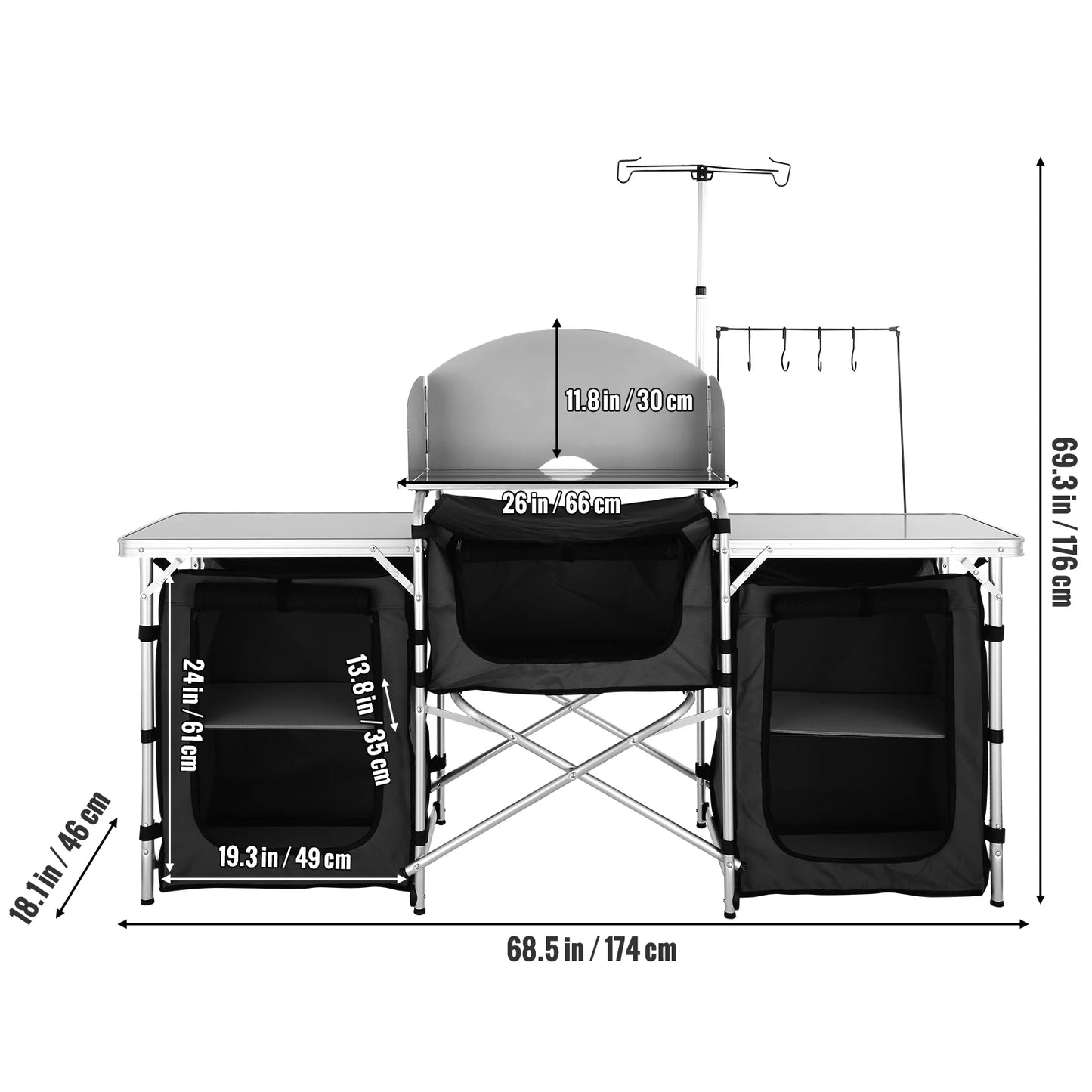 Succebuy Folding Outdoor Kitchen Table For Camping And BBQ