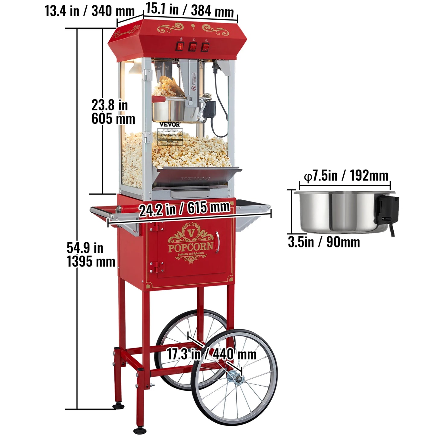SucceBuy Commercial Popcorn Maker Automatic Popper Machine With Scoop