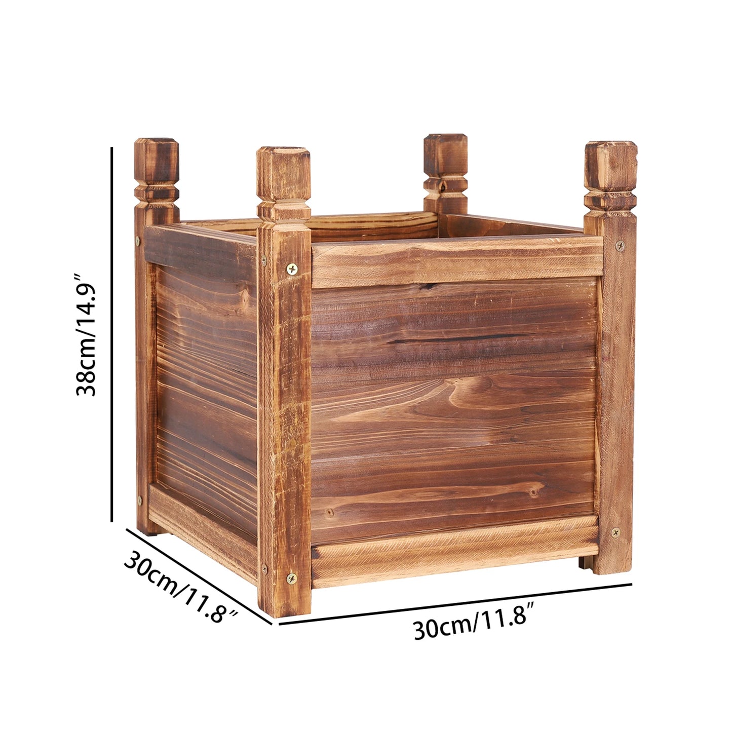 Wooden Raised Planter Box For Indoor Outdoor Vegetable Herb Garden