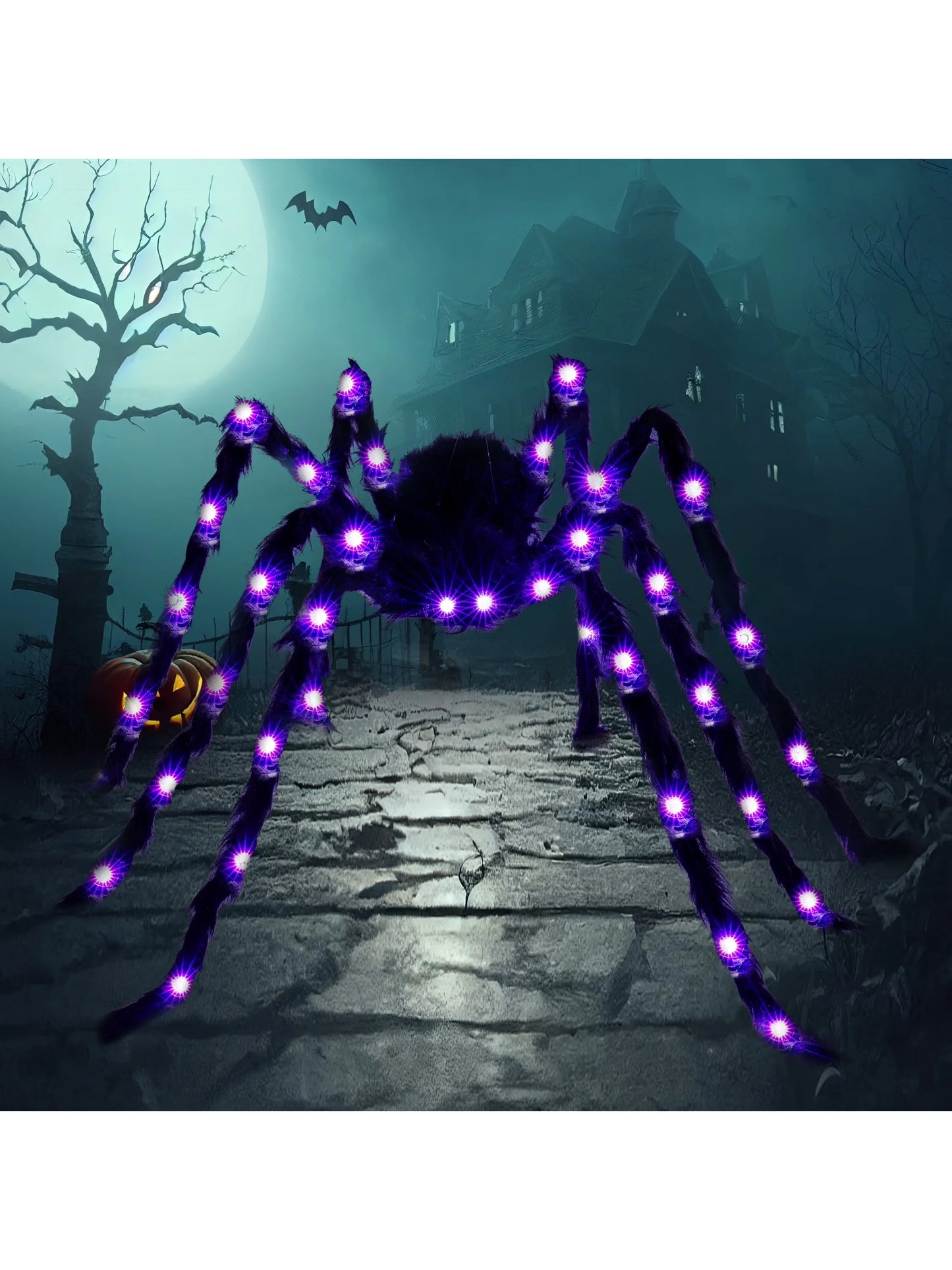 Joyfy Light Up Giant Spider Halloween Outdoor Decor For Yard