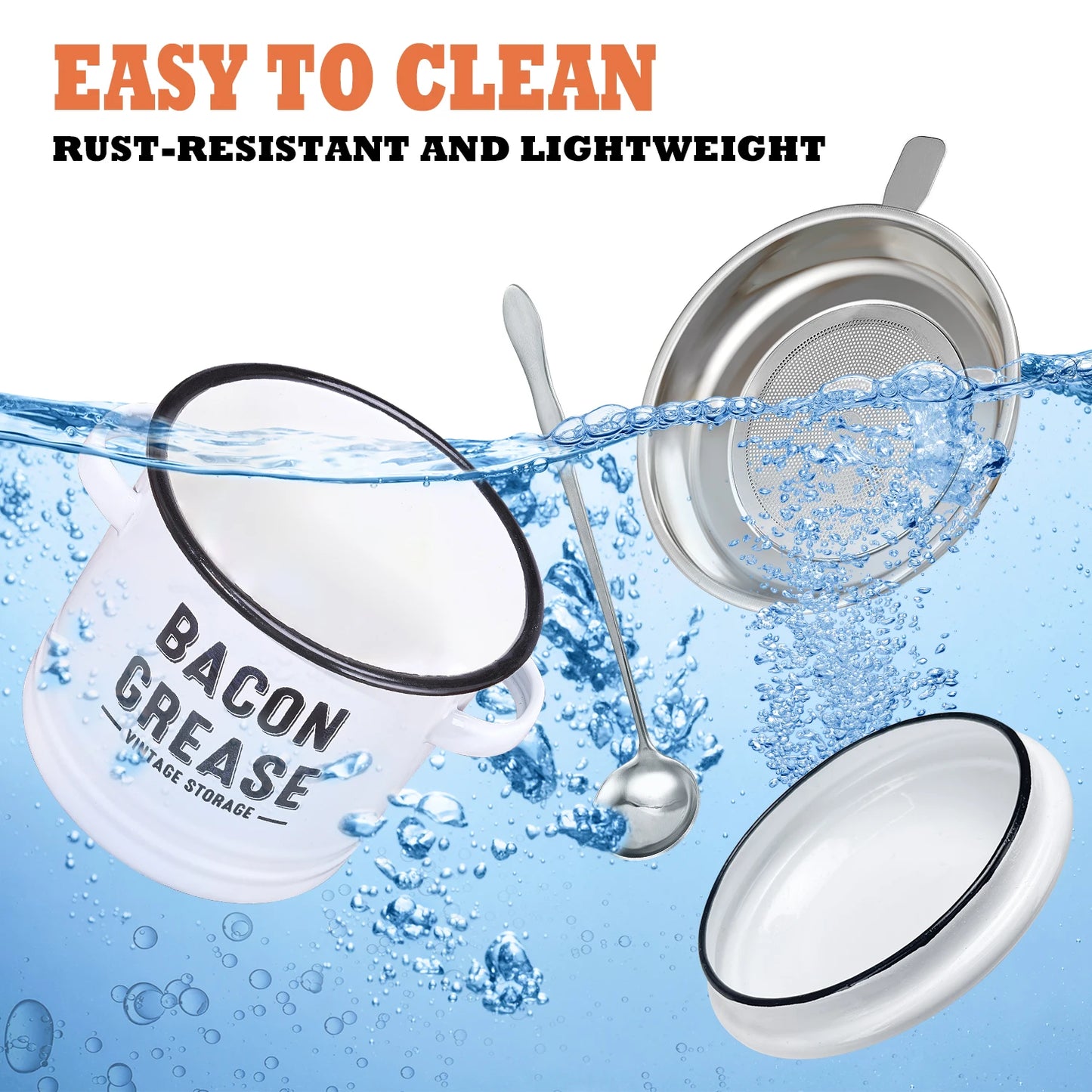 Bacon Grease Container With Strainer Kitchen Oil Storage