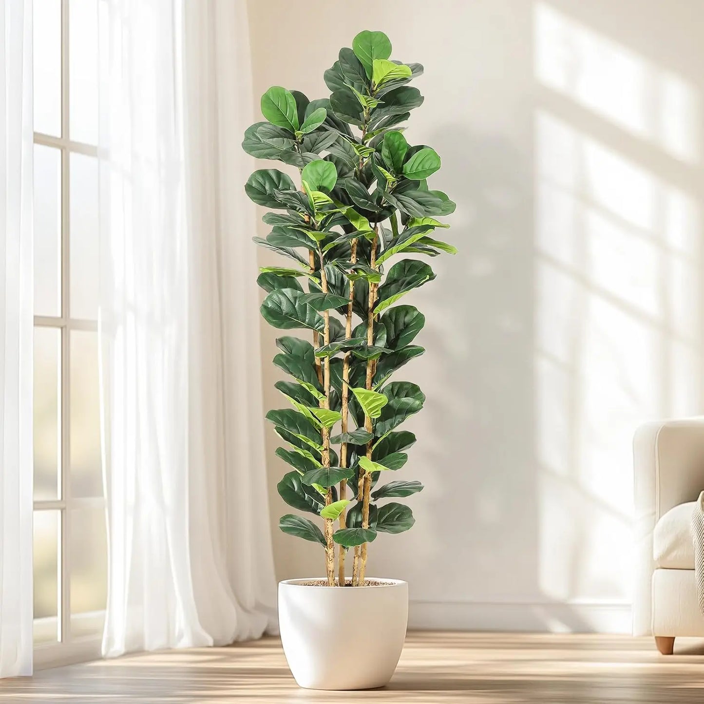 HiMISS Fiddle Leaf Fig Tree With Pot Faux Indoor Plant