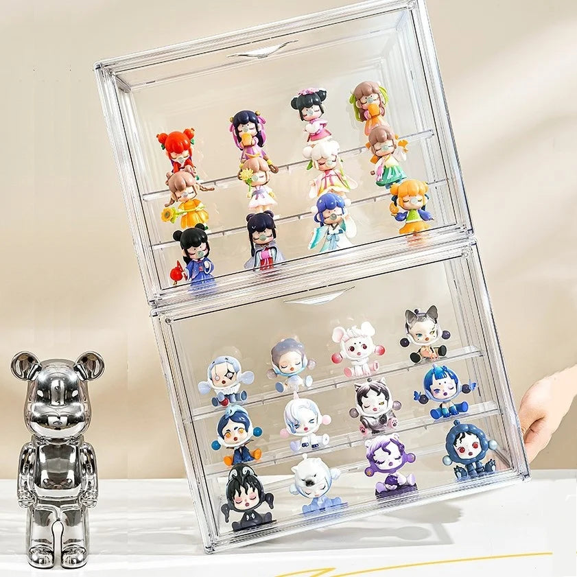 Clear Display Box Stackable Plastic Dustproof Storage Bins For Collectibles