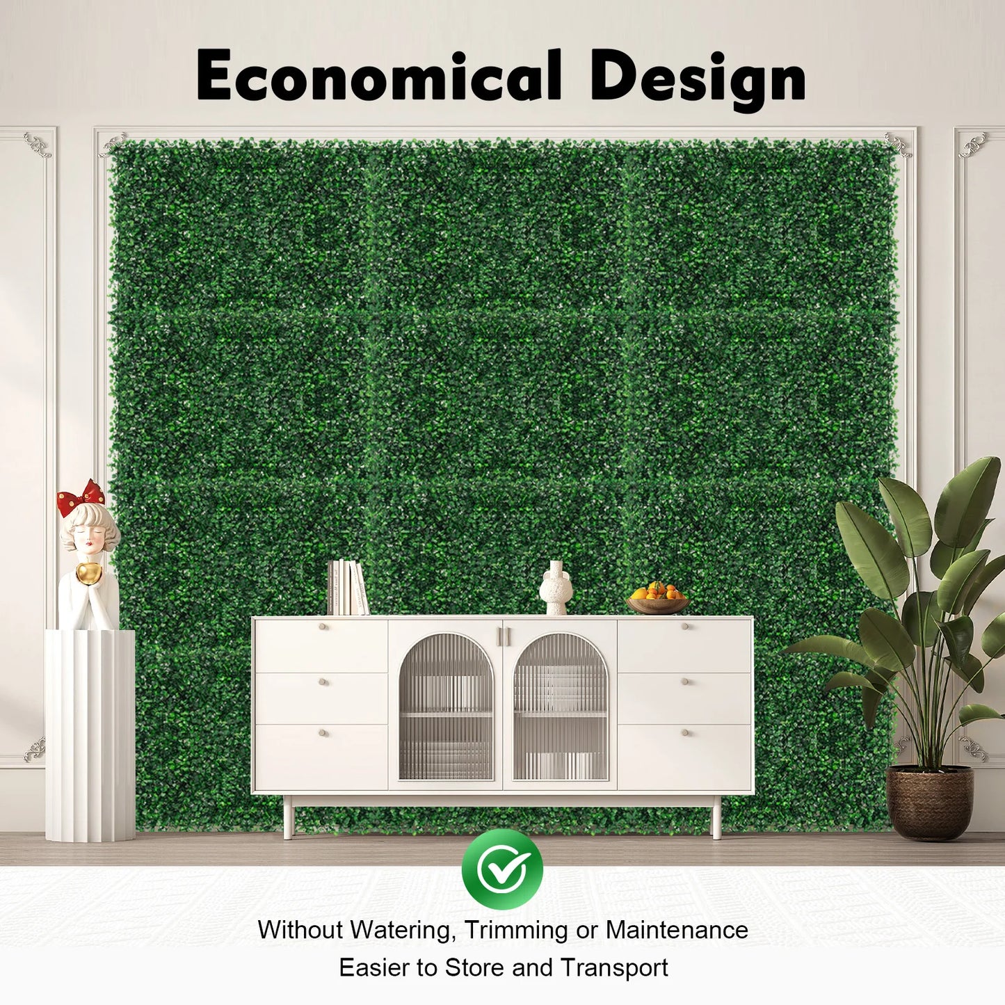Artificial Grass Mat Panel PE Waterproof Wall Hedge Indoor Outdoor