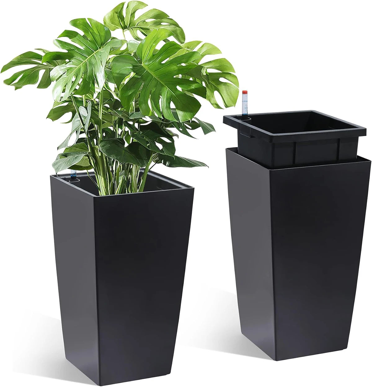 TWISTER.CK Rectangular Planter 2 With Drainage Holes Water Level Monitor