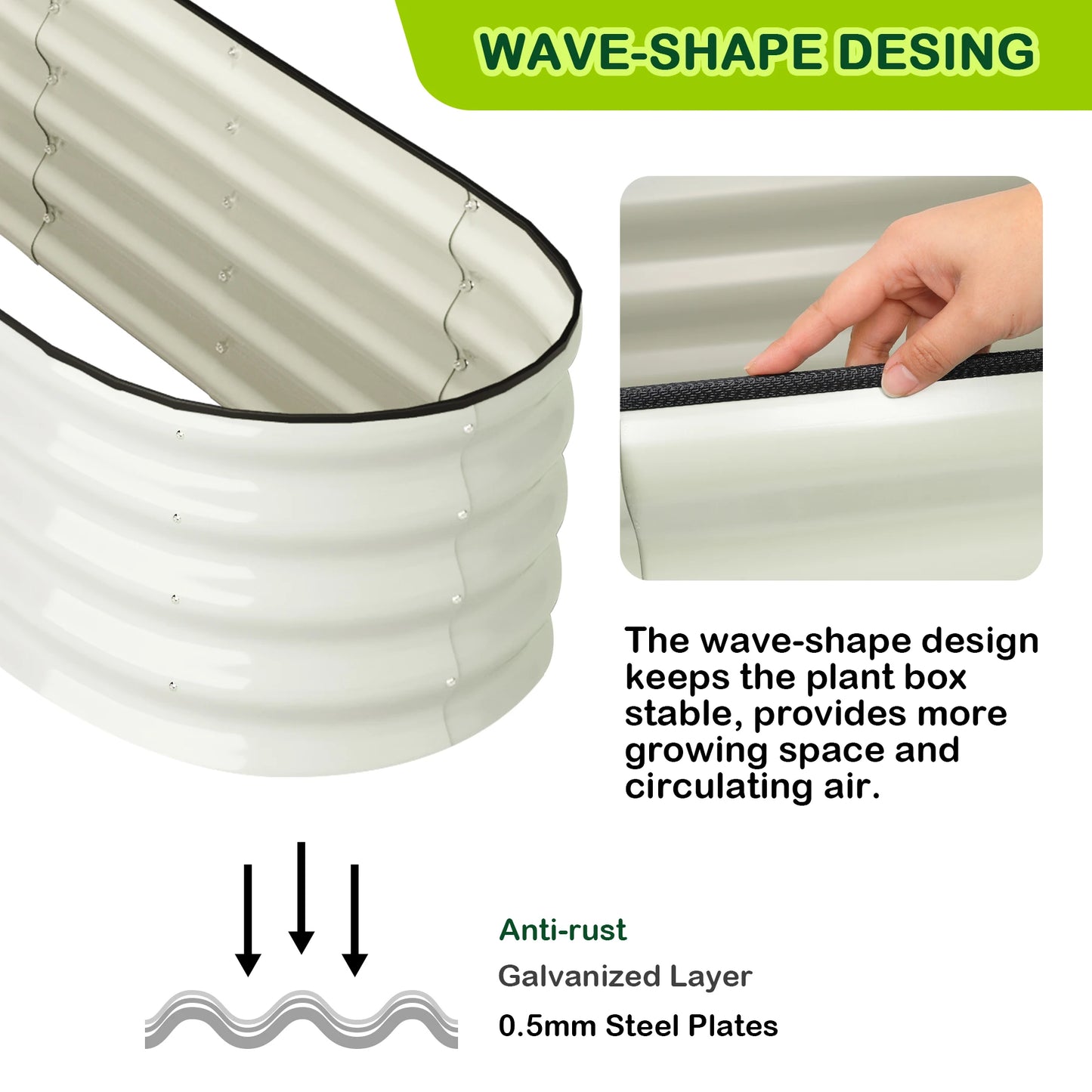 HiMISS Oval Galvanized Raised Garden Bed Set for Outdoor Use