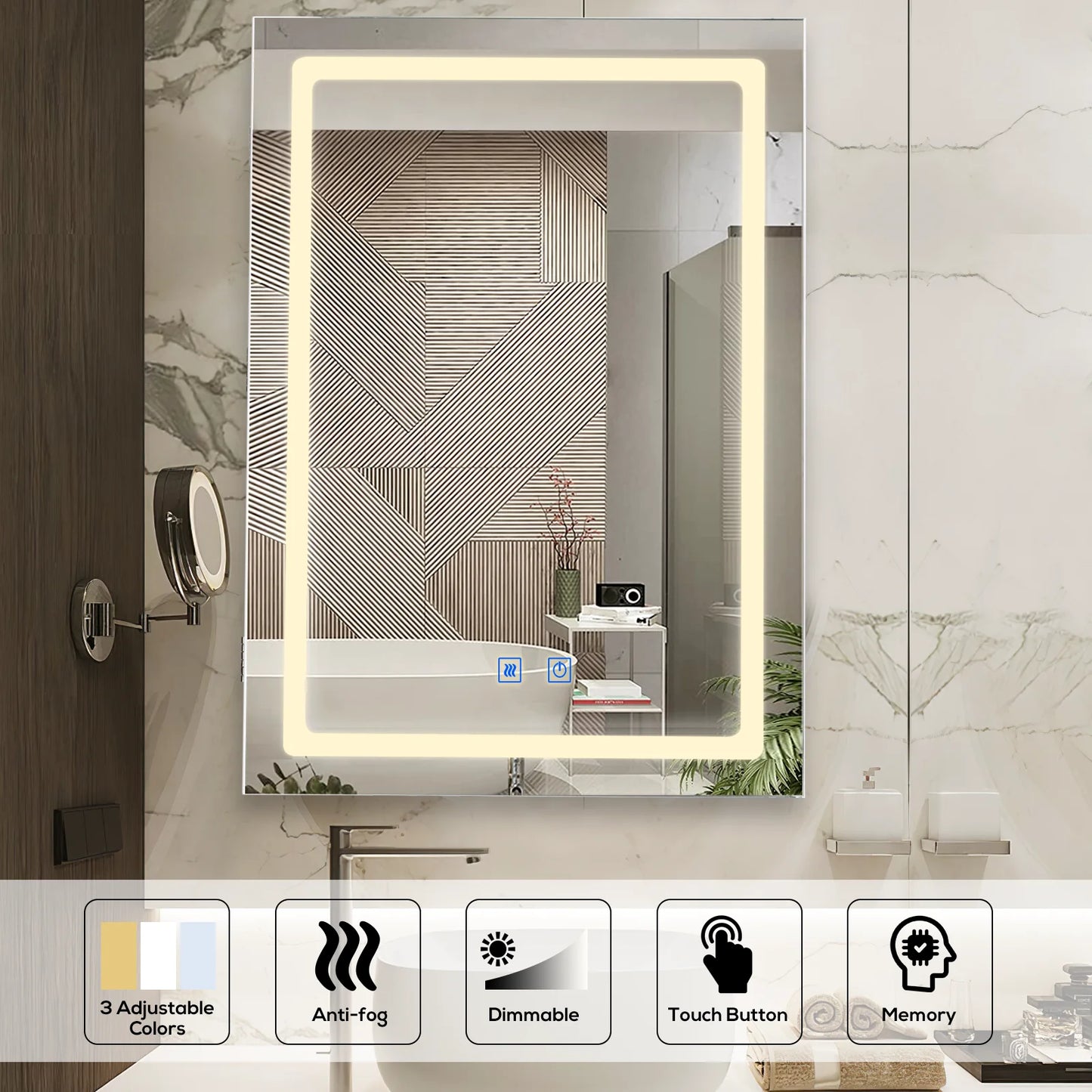 VOWNER LED Bathroom Medicine Cabinet With Mirror Defogger Dimmer