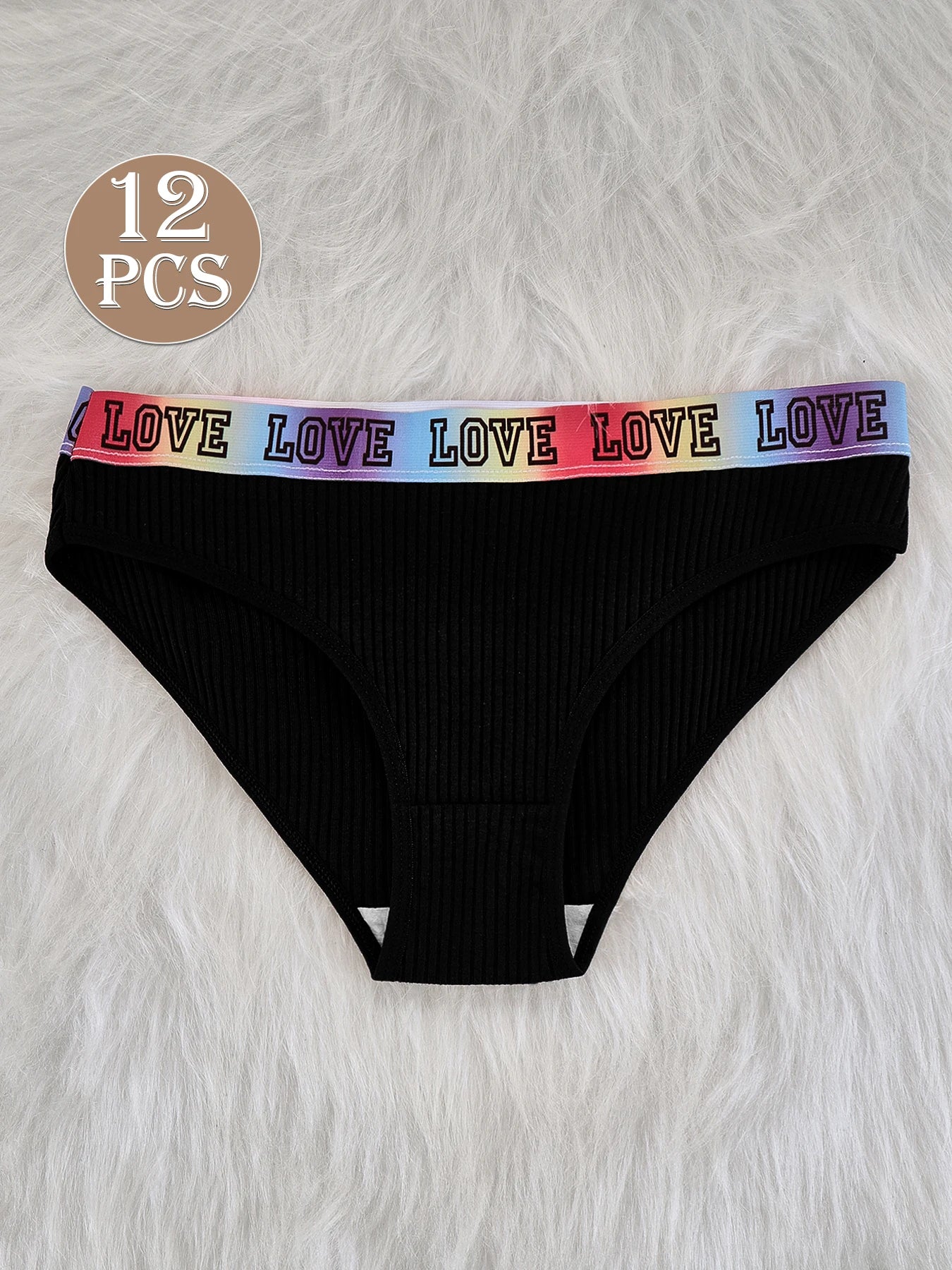 Cotton Ribbed Low Rise Briefs For Women 12 Piece Set