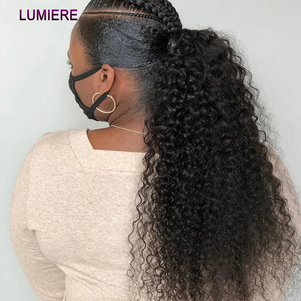 Lumiere Hair Afro Kinky Deep Water Wave Clip In Ponytail