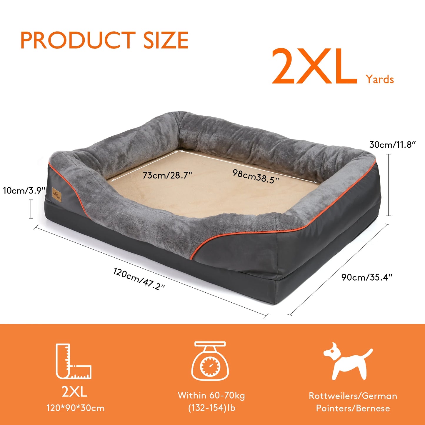 BINGOPAW Dog Bed with Removable Washable Cover Anti Allergy Warm