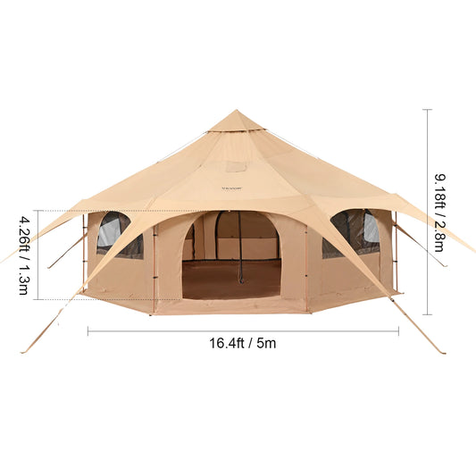 SucceBuy Canvas Bell Tent For Camping Holds 8 People