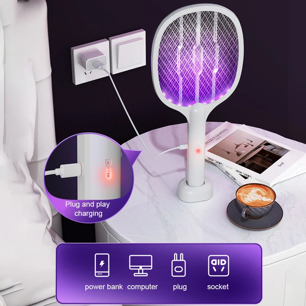 MOJOYCE 2in1 Electric Fly Swatter And Mosquito Trap Lamp Rechargeable