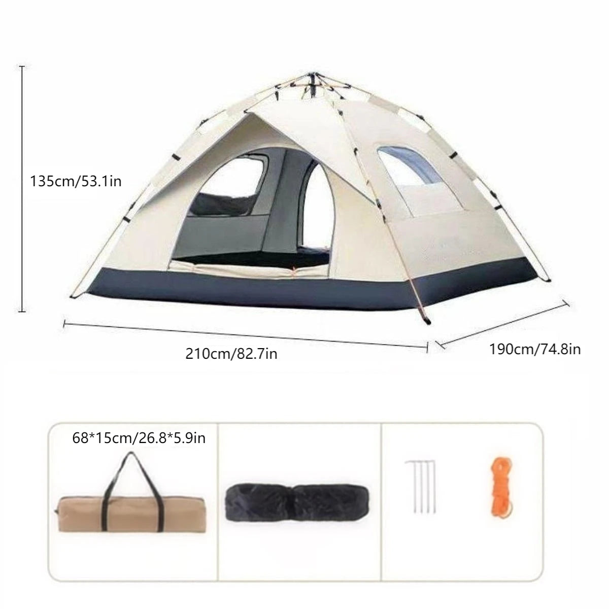 Pakicetus Outdoor Camping Tent With Two Doors And Windows