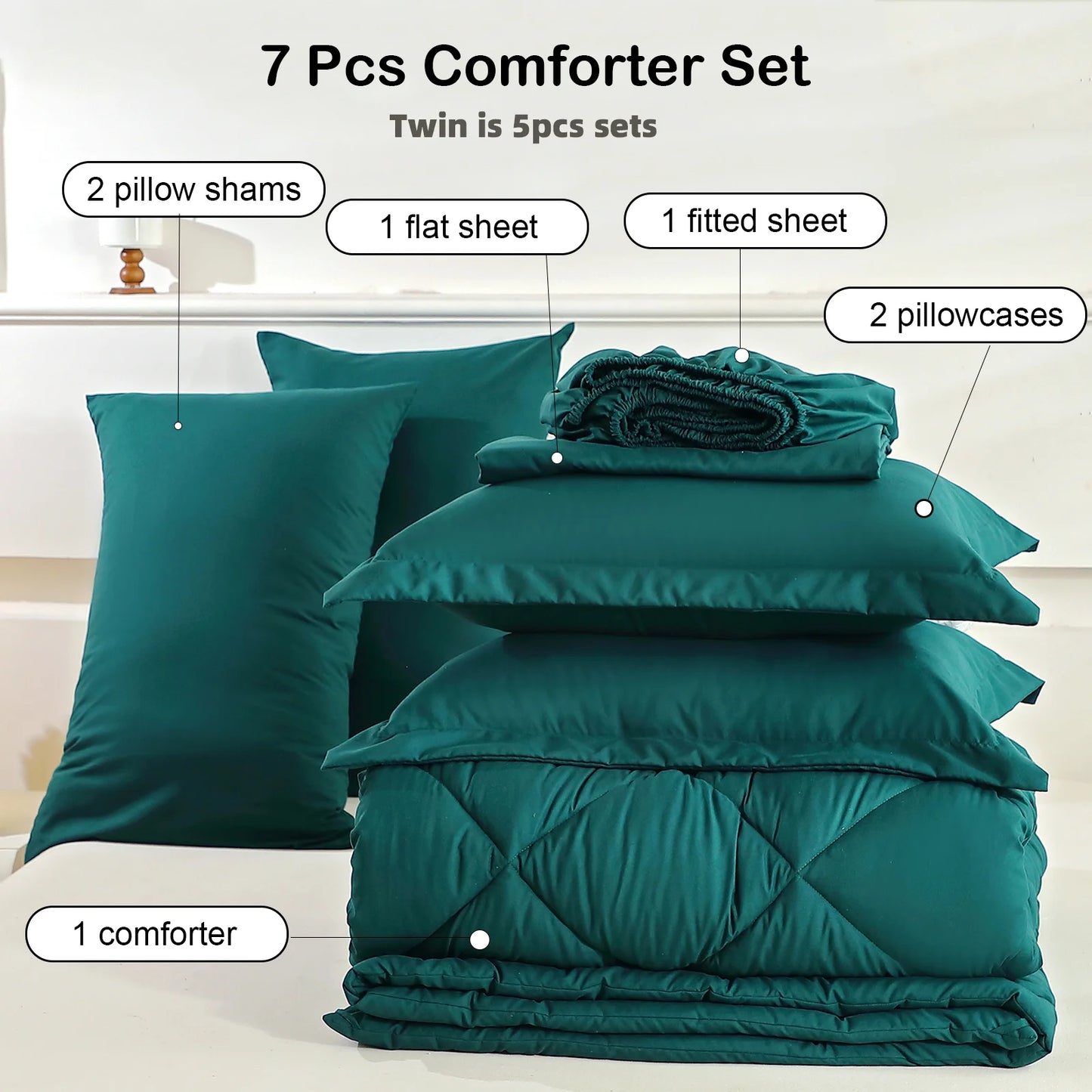 EasYum 100 Percent Polyester Bedding Sets 7 Piece Comforter Quilt