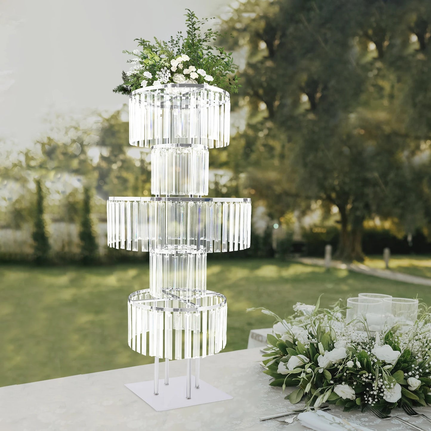 Five Tier Wedding Centerpiece Stand Acrylic Flower Vase
