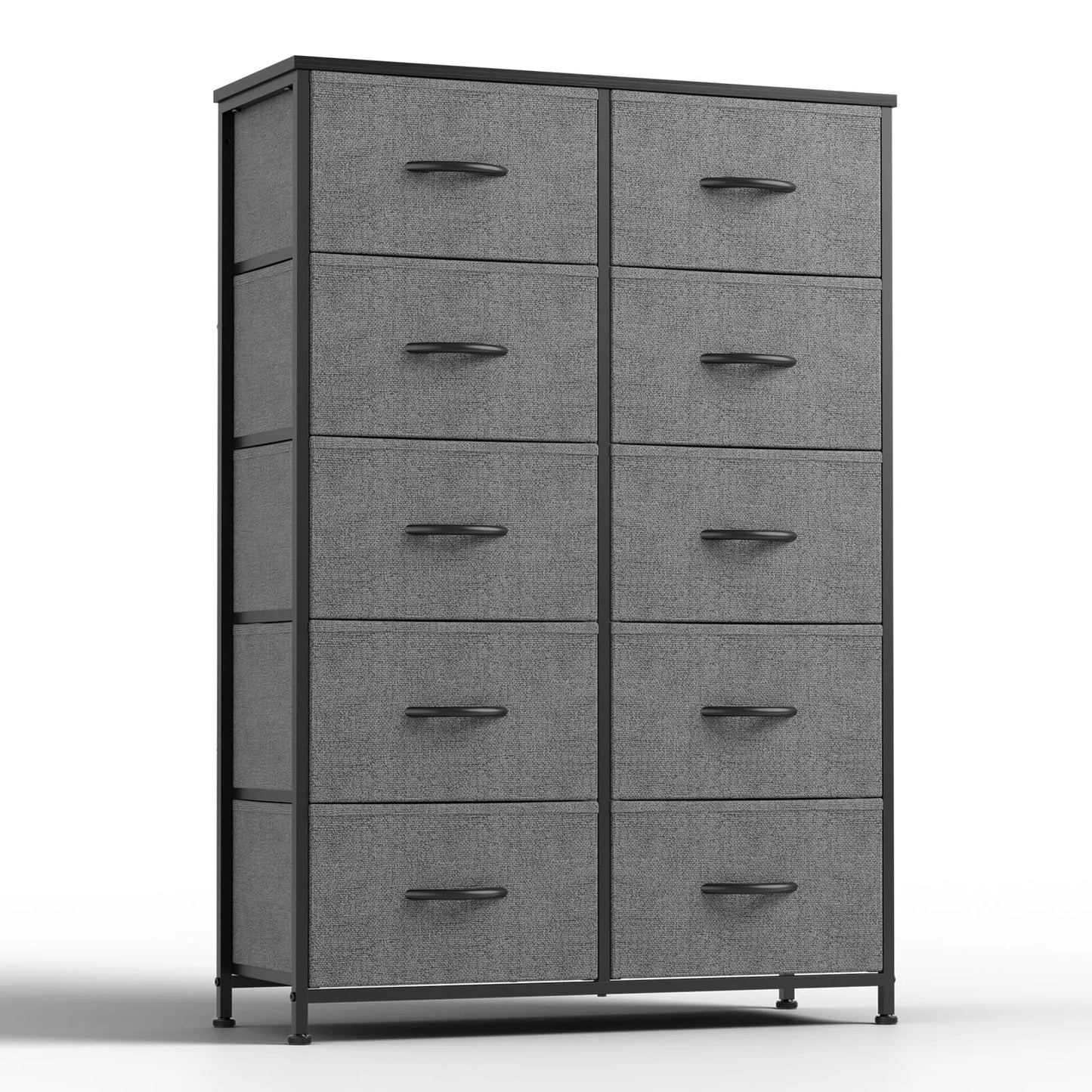 JHK Bedside Table With 10 Fabric Drawers Nightstand