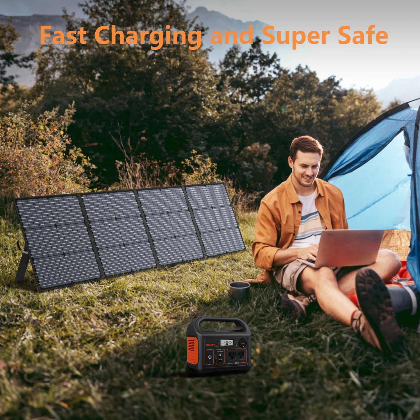 MHPOWOS Portable Solar Charger 220W Foldable Panel Kit Power Stations
