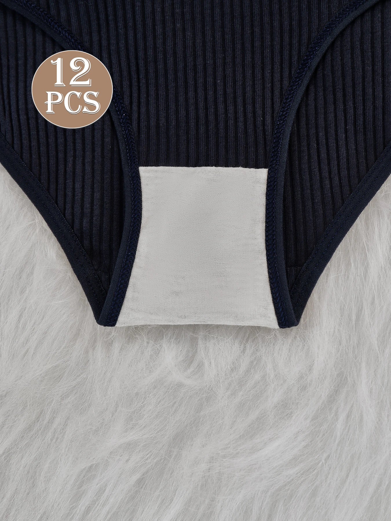 Cotton Ribbed Low Rise Briefs For Women 12 Piece Set
