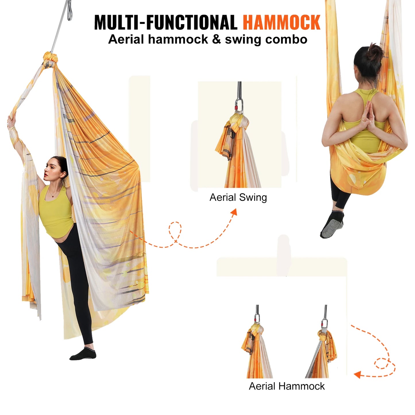 SucceBuy Aerial Yoga Hammock Kit With Nylon Fabric And Rigging