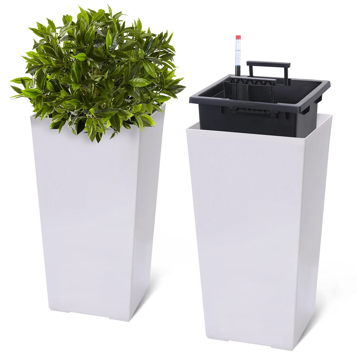 TWISTER.CK Rectangular Planter 2 With Drainage Holes Water Level Monitor