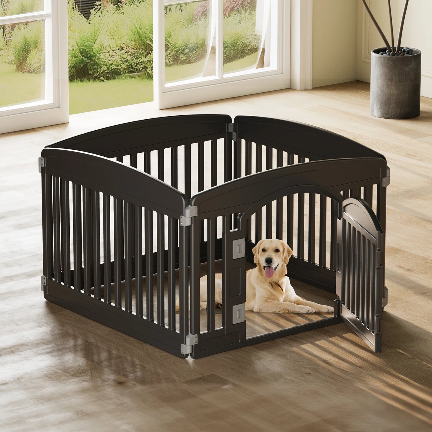 JHK Plastic Dog Playpen Expandable Durable Fence For Medium Dogs