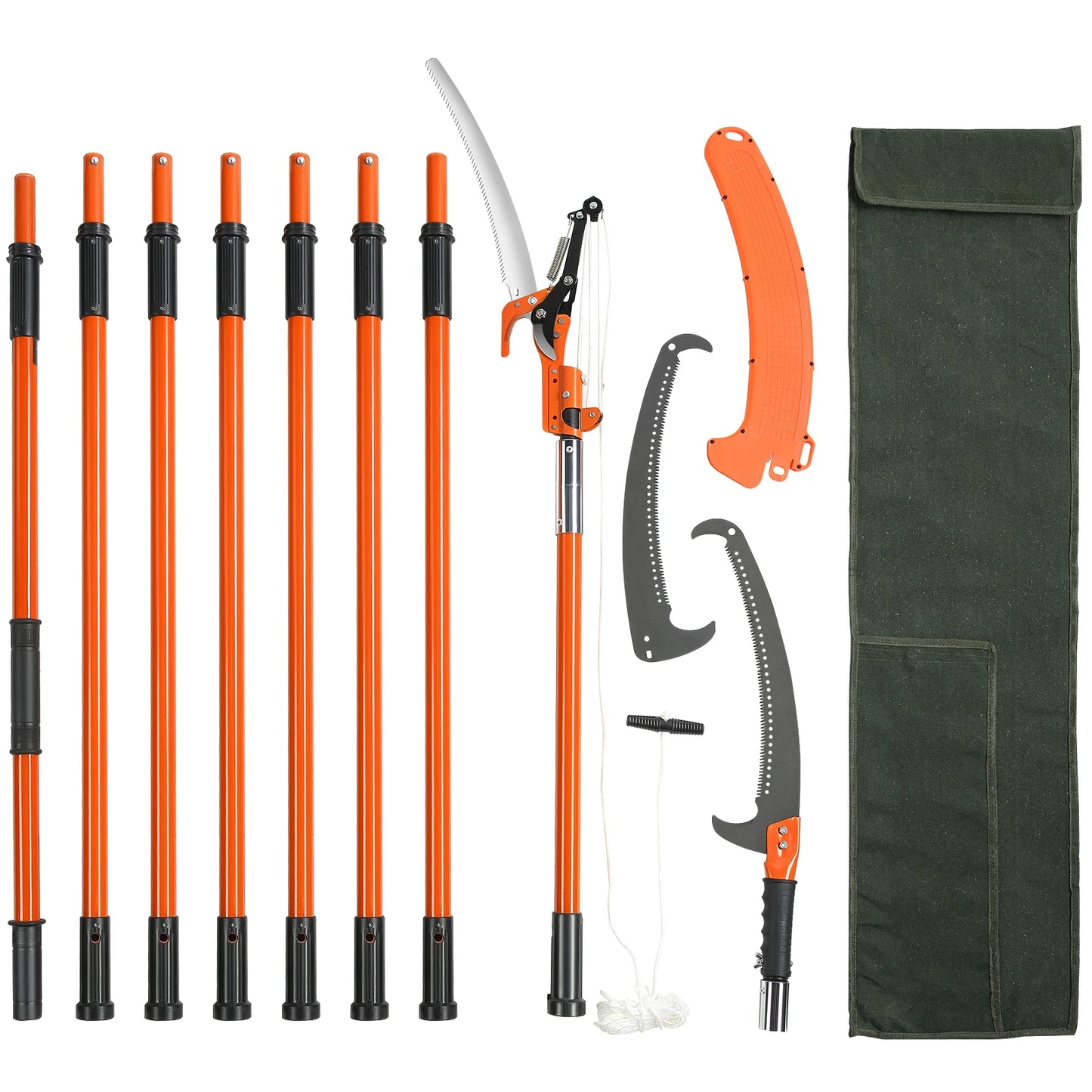 SucceBuy Manual Pole Saw Extendable Tree Pruner With Aluminum Handle