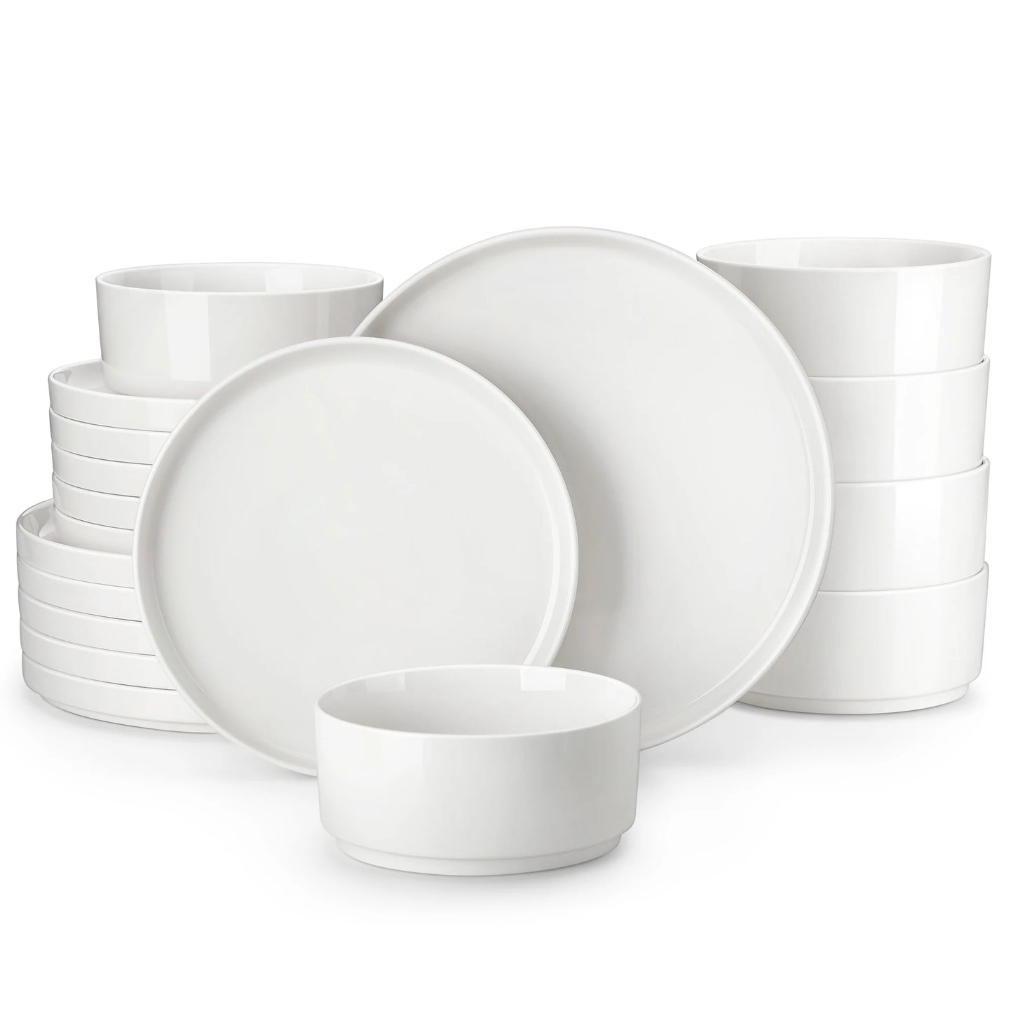 MALACASA Ceramic Dinner Plate Set Rimmed Edge Dinnerware